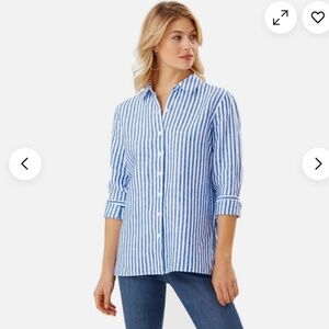 Tommy Bahama Coastalina Cabana Stripe Linen Tunic, Turkish Sea, Small